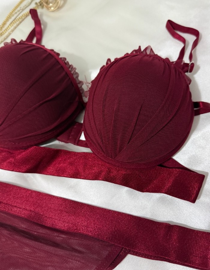 Bordo İstiridye Sütyen Takımı